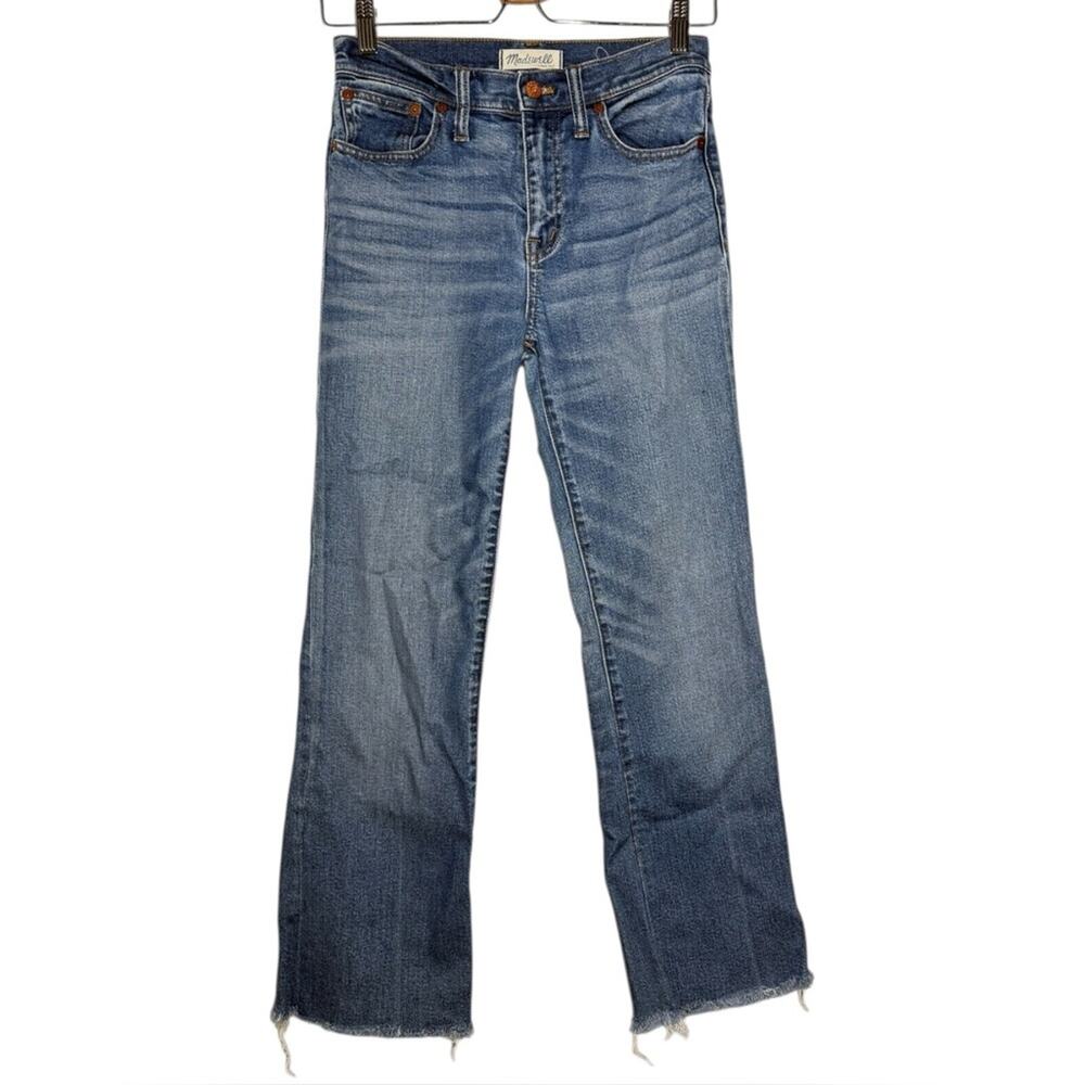 Madewell Blue High-Rise Straight Jeans with Raw Hem